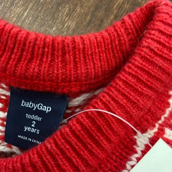 NWT Baby GAP Red FAIR ISLE Sweater GIRLS 2 2T - Picture 5 of 6